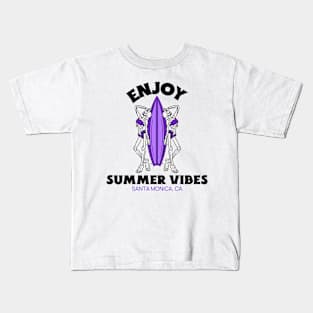 Summer Vibes Santa Monica Surfer Surf Surfing Beach Kids T-Shirt